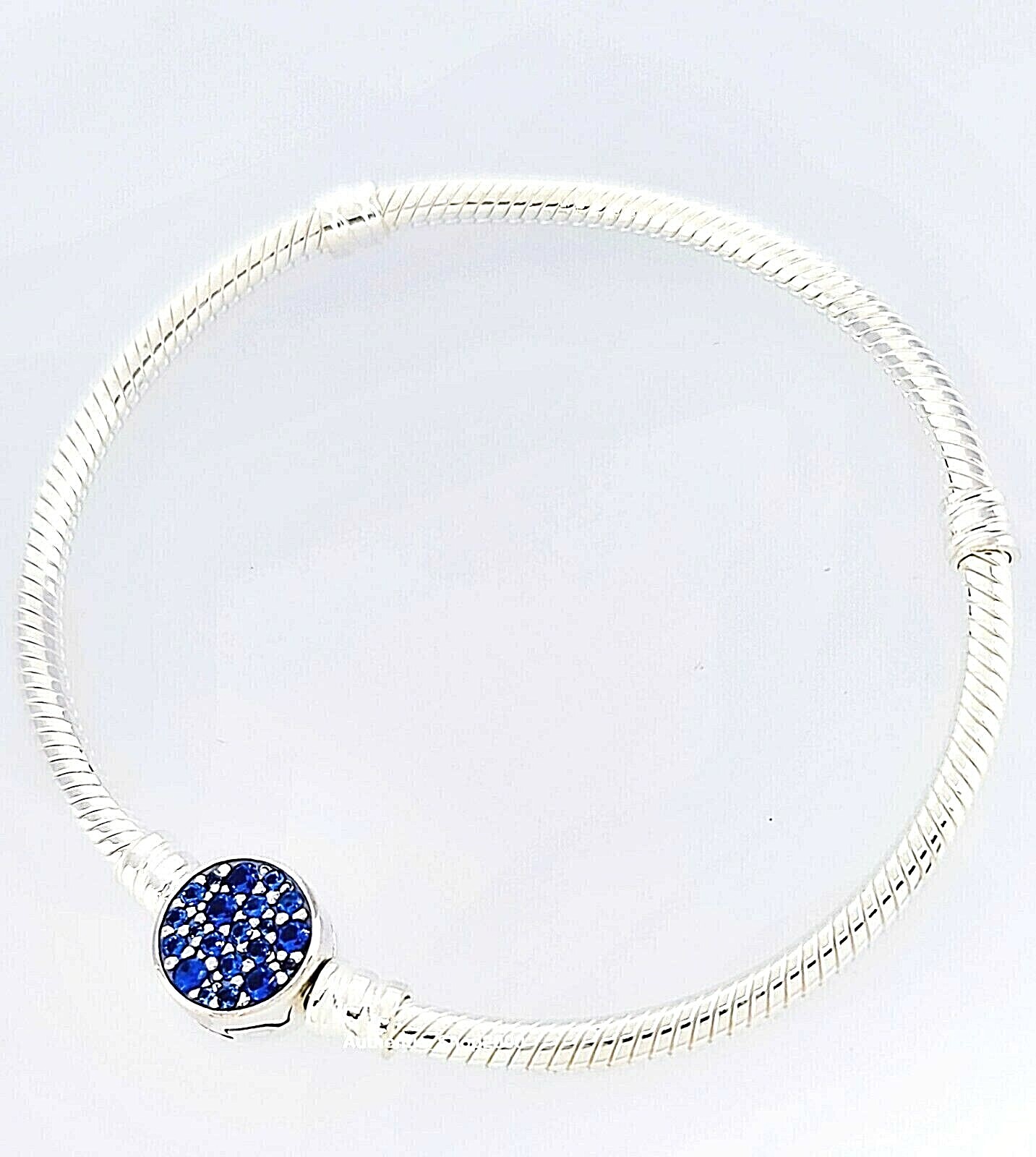 NEW Authentic PANDORA 925 Sparkling Blue Disc Clasp Charm Bracelet 599288C01