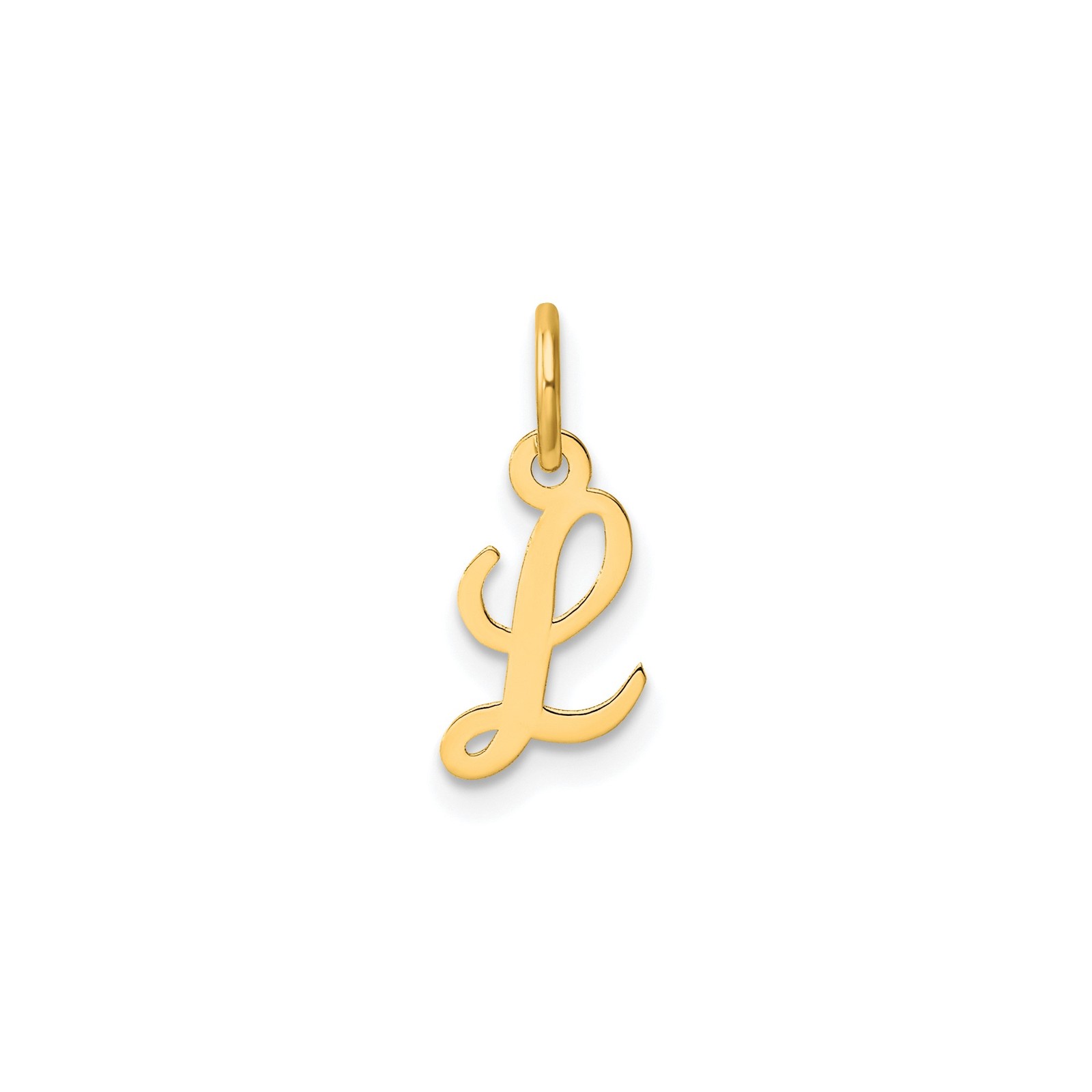 14k Yellow Gold Cursive Initial L Pendant Charm Alphabet Monogram