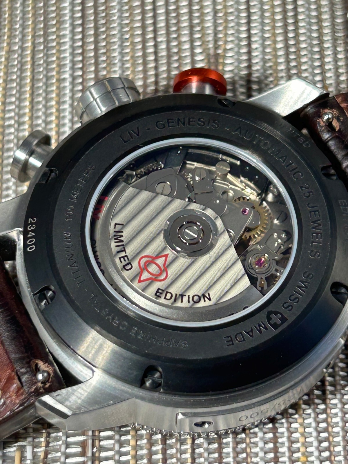 LIV P-51 Genesis Titanium 46mm Gray Day Date Swiss Automatic Chronograph RARE LE
