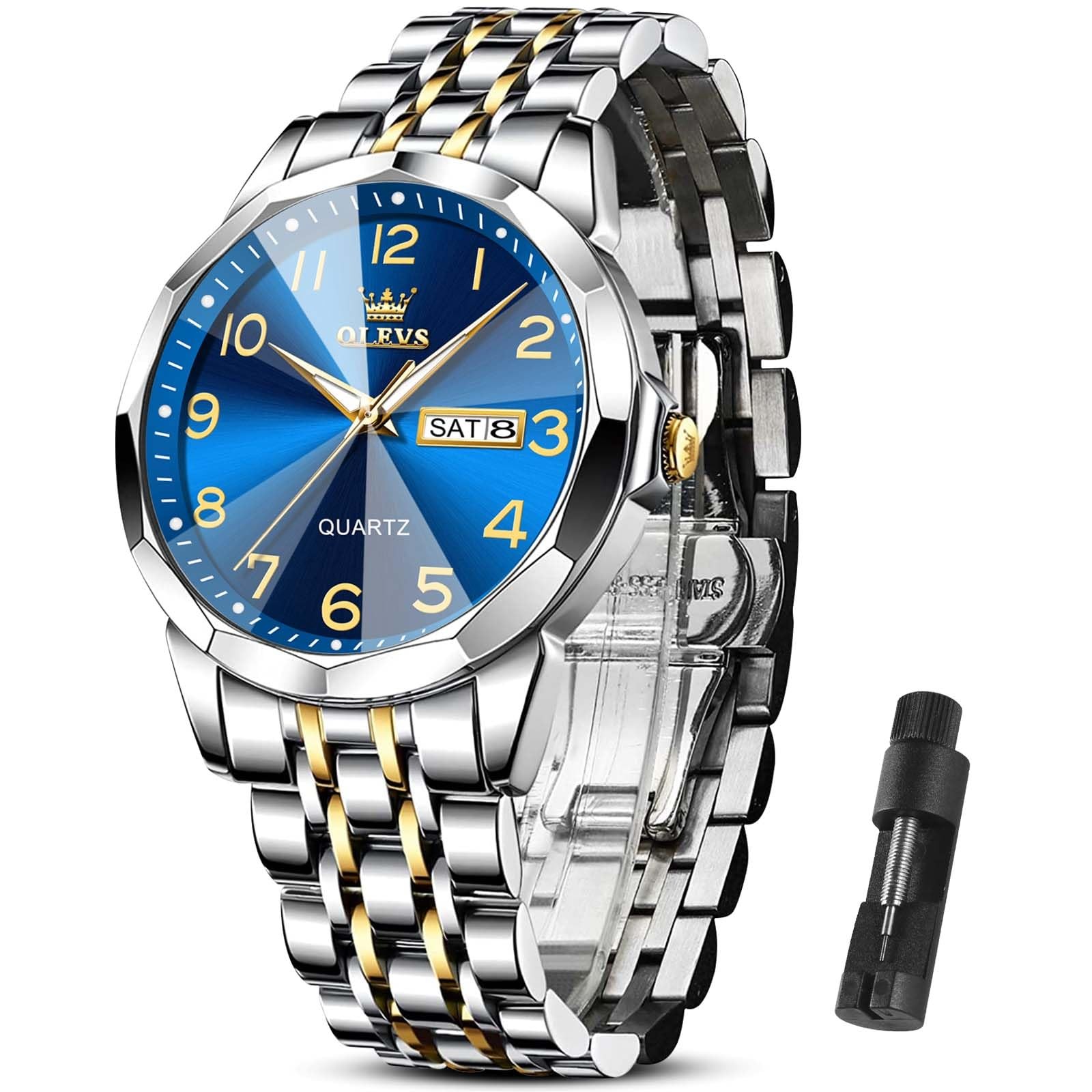 NEW Luxury Reloj De Cuarzo Impermeable Acero Inoxidable Para Hombre Ion De Oro