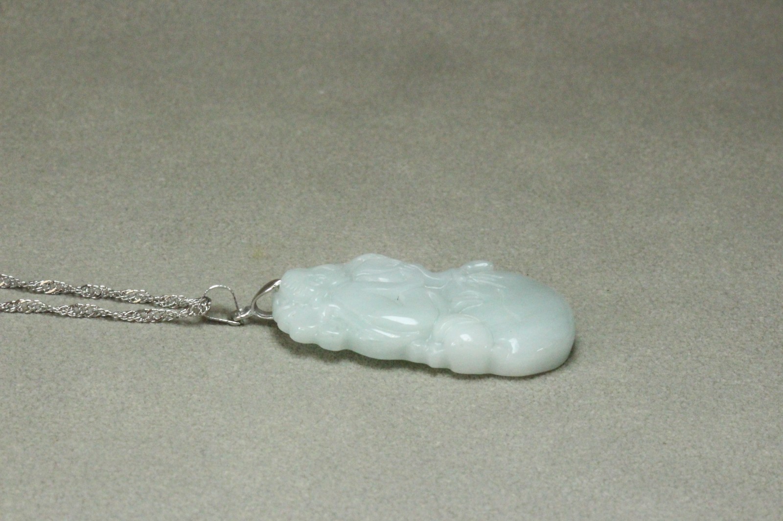 Natural White green A Jadeite jade Hand-Carved Monkey (Chinese Zodiac) Pendant