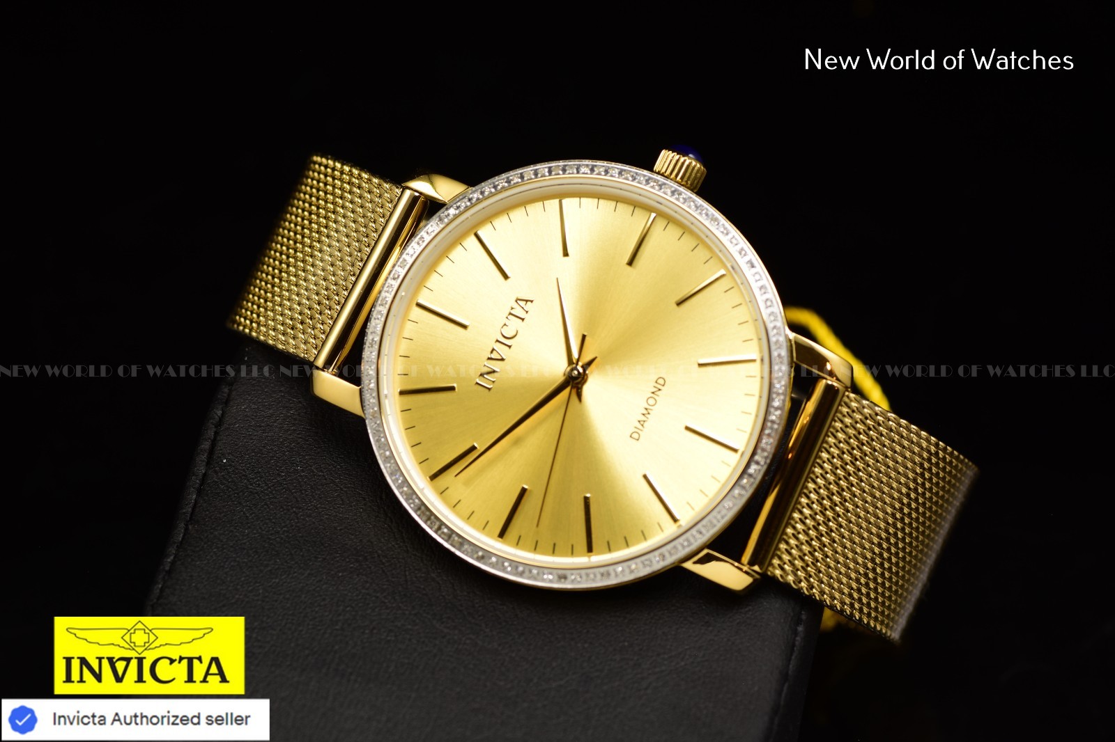 Invicta Elite Diamond 38mm 0.32 Carat Diamond Unisex Gold-Tone Mesh Ladies Watch