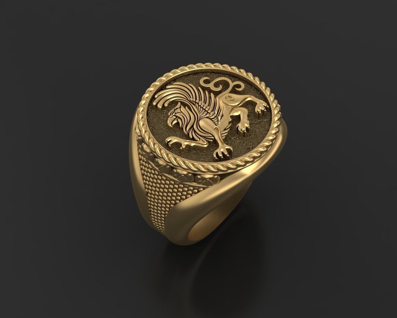 Men’s Floral Design Griffin Gothic Punk 925 Sterling Silver Statement Rings