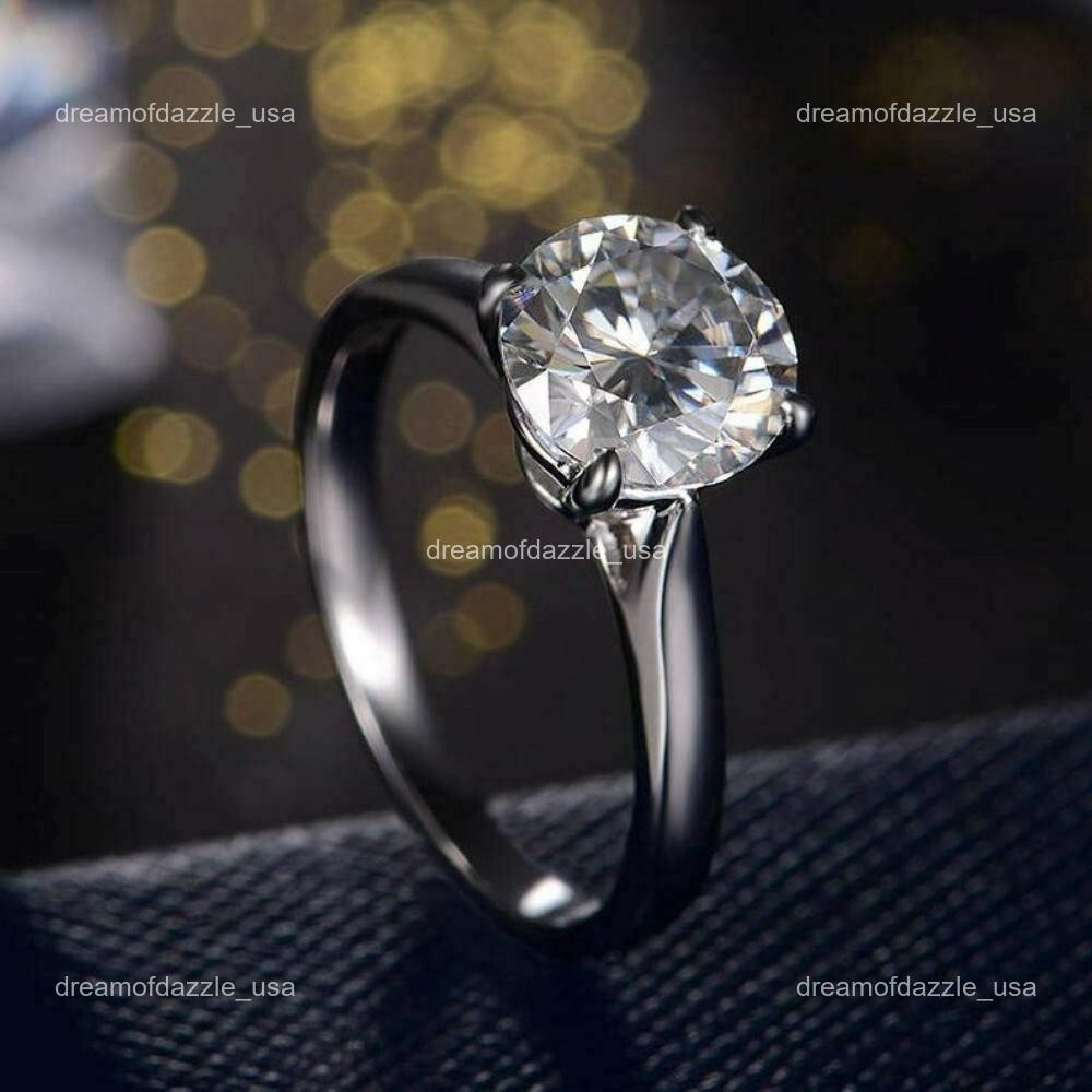 14K White Gold Lab Grown Diamond No Stone Statement Anniversary Solitaire Ring