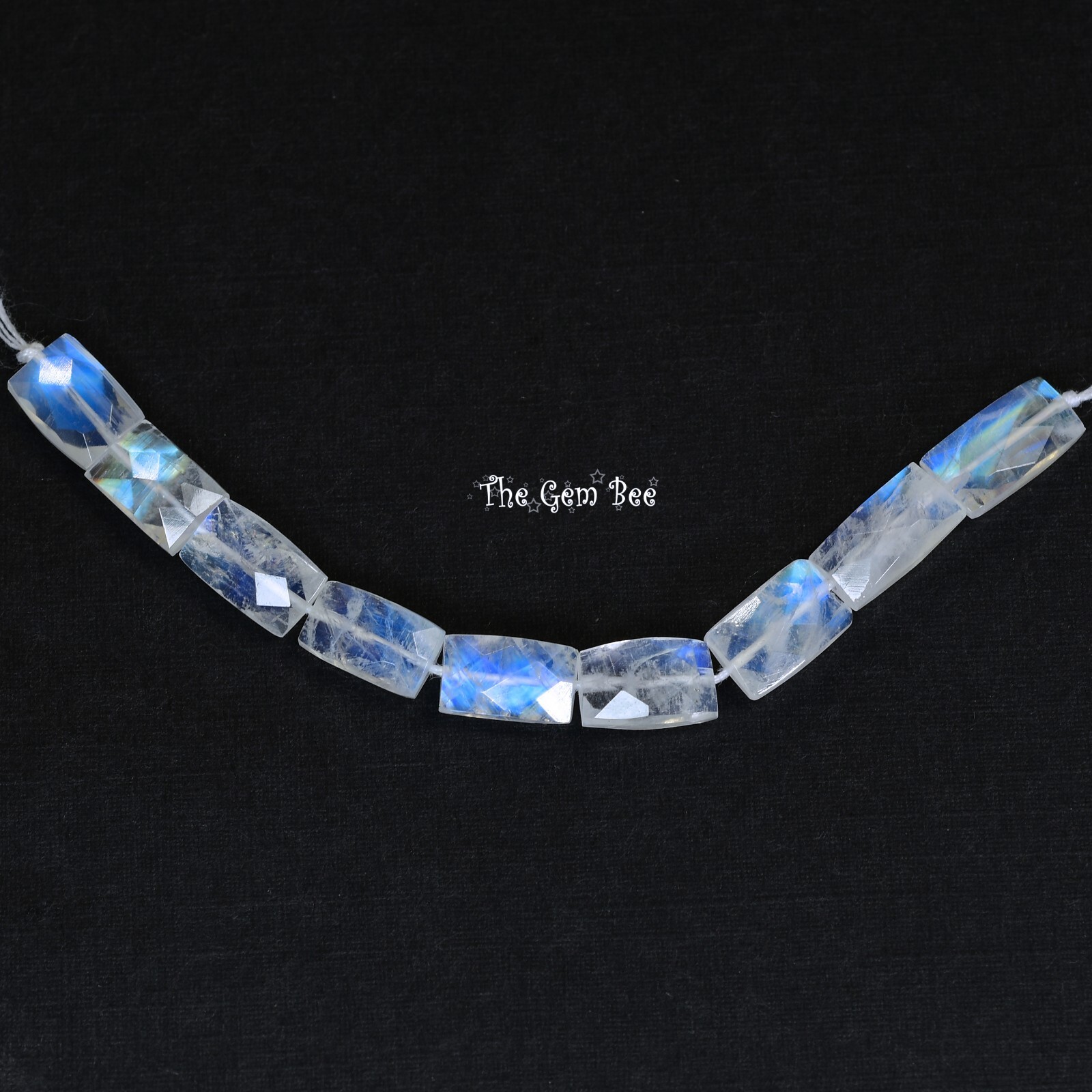 Rainbow Moonstone Faceted Tapered Rectangular Kite Center-Drilled Bead 3.6″