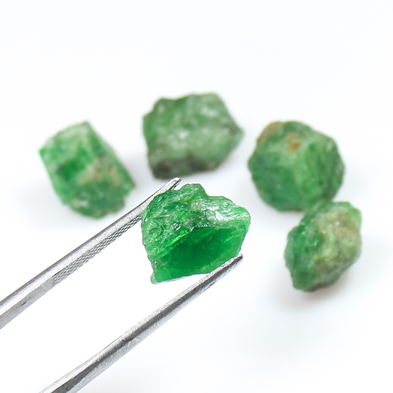 Natural Green Tsavorite Rough Lot 38.00 Carats 7 to 13 mm From Kenya
