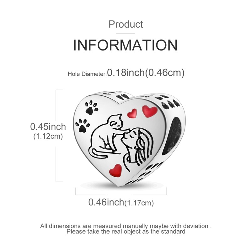 MULA New European Silver Plated Charm Enamel Girl Cat Heart For Women Bracelet