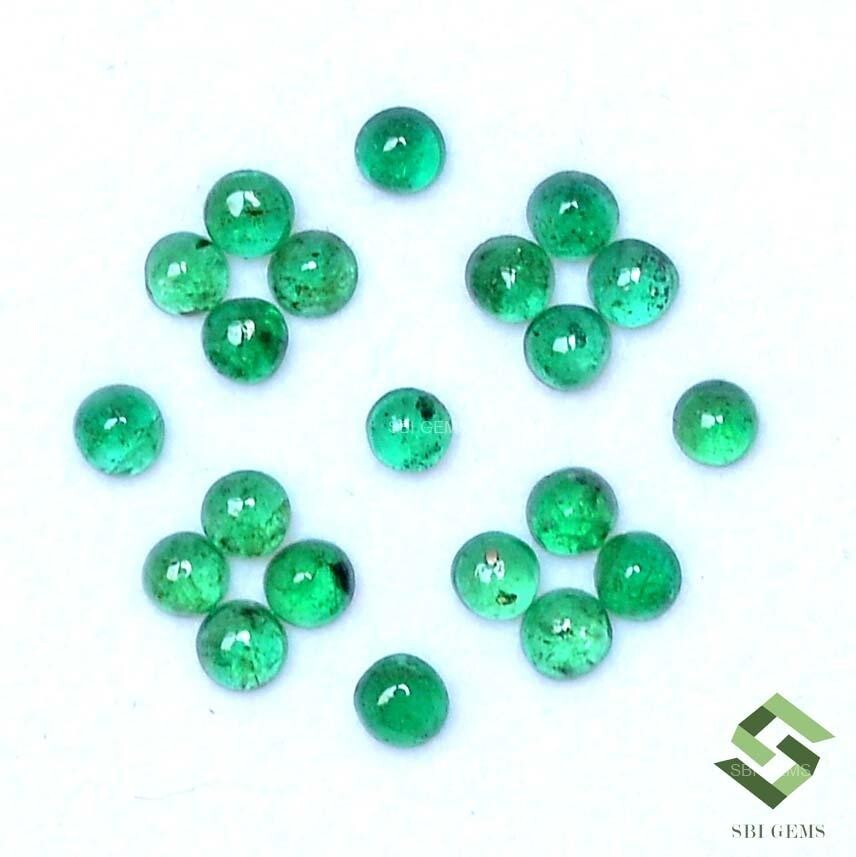 3x3x1.6 mm Natural Round Emerald Cabochon 21 Pcs Lot 2.50 Cts Loose Gemstones