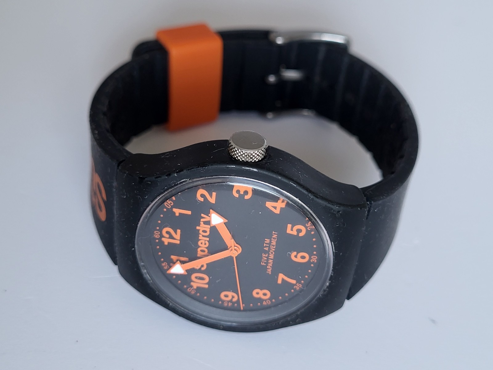 Superdry Urban Men’s Sports Watch Black & Orange Silicone Strap SYG164B