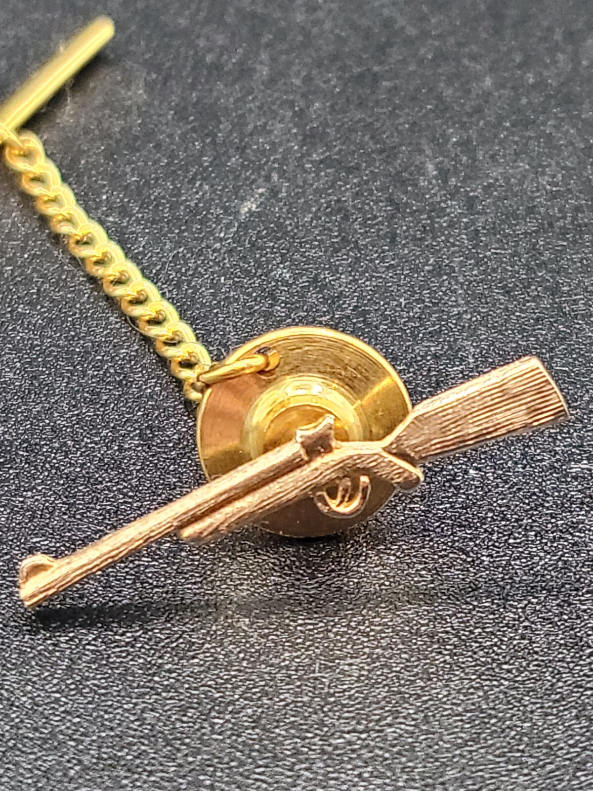 14K Gold Antique Figural Rifle Gun Tie Clip Pin Rare Must See Makers Mark