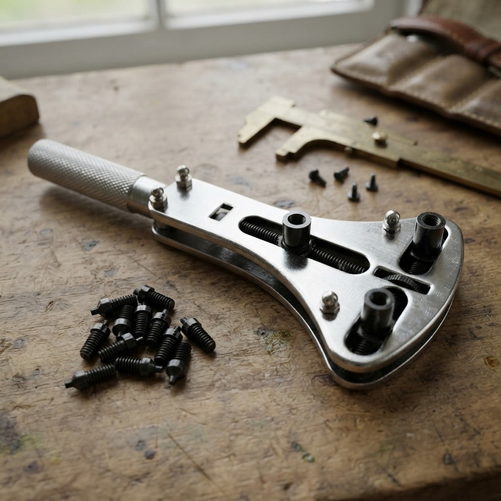 Compact Watch Repair Tool Set – Adjustable Case Opener with Clamps Included
