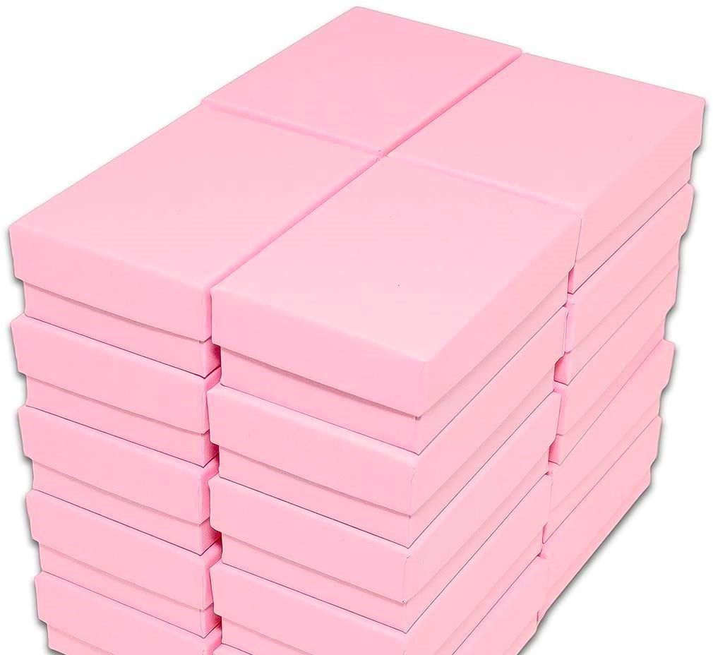 Light Pink Kraft Cotton Filled Jewelry Packaging Gift Boxes
