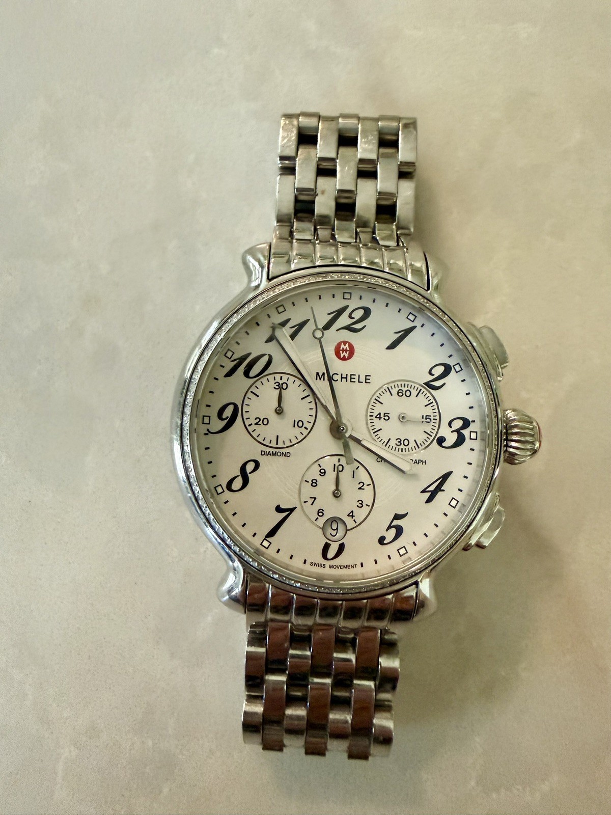 Michele Fluette Diamond Stainless Steel Watch MW24A01A1966