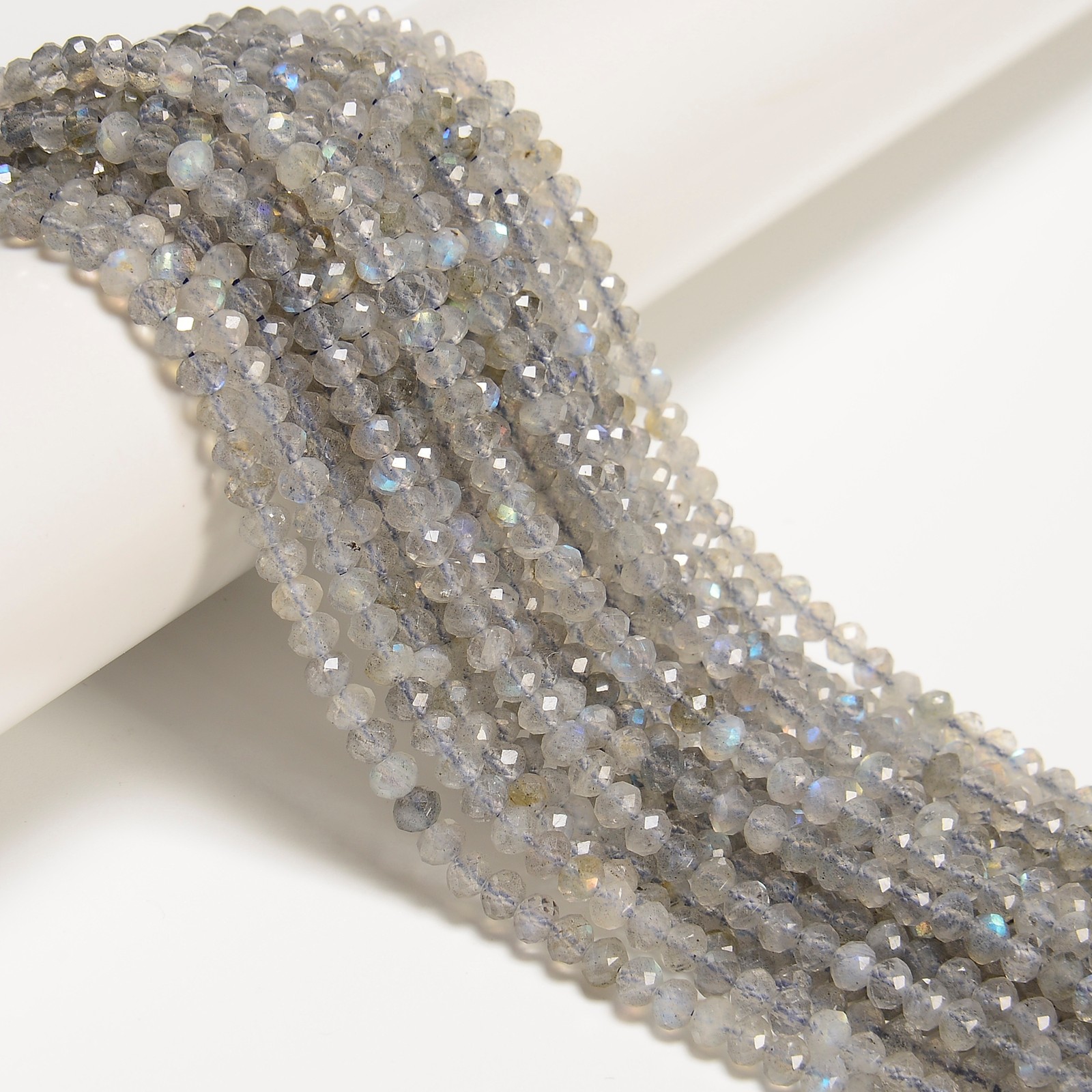 Natural Labradorite Faceted Rondelle Beads Size 3x4mm 15.5″ Strand