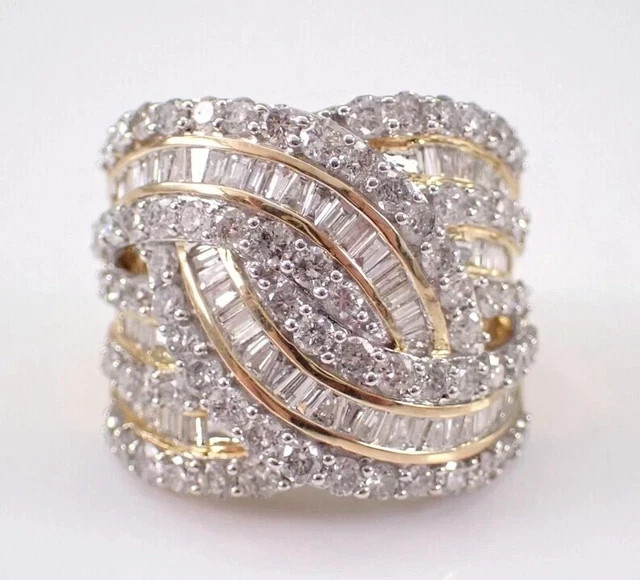 3Ct Round Cut Lab Created Diamond Cluster Wedding Ring 14K Yellow Gold Plated