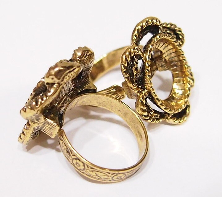 6 -18x13mm Antique Gold Victorian Twisted Rope Floral Adjustable Ring Setting