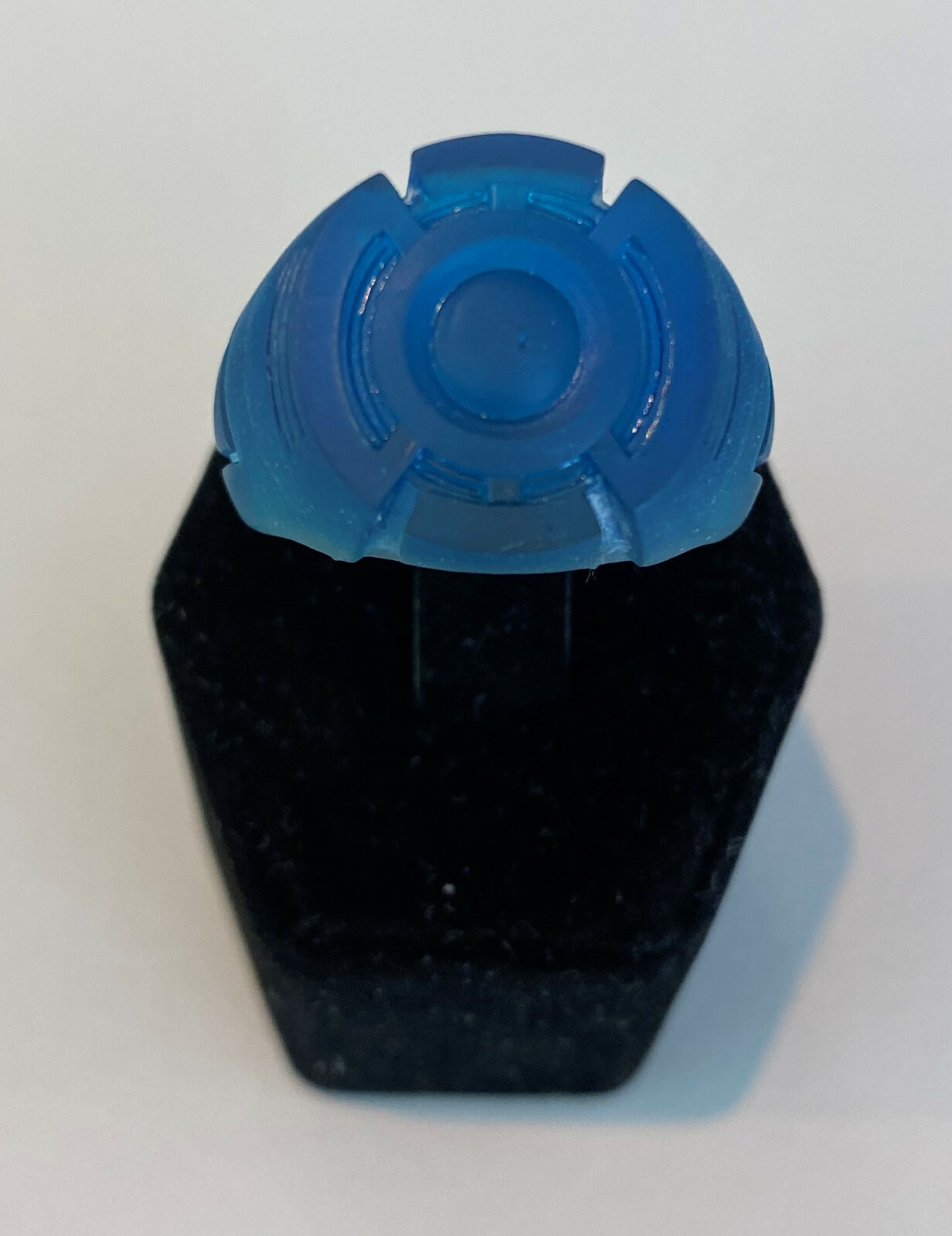Blue Lantern Movie Ring, Translucent Blue Resin, made in USA