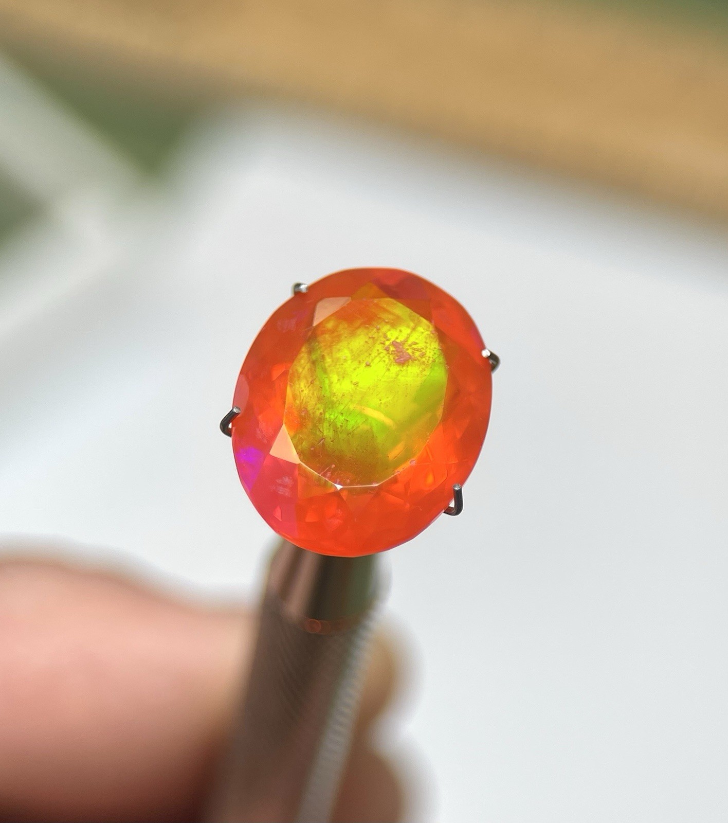 Natural Ethiopian Fire Opal Oval Orange With Play Of Color 7.03ct.