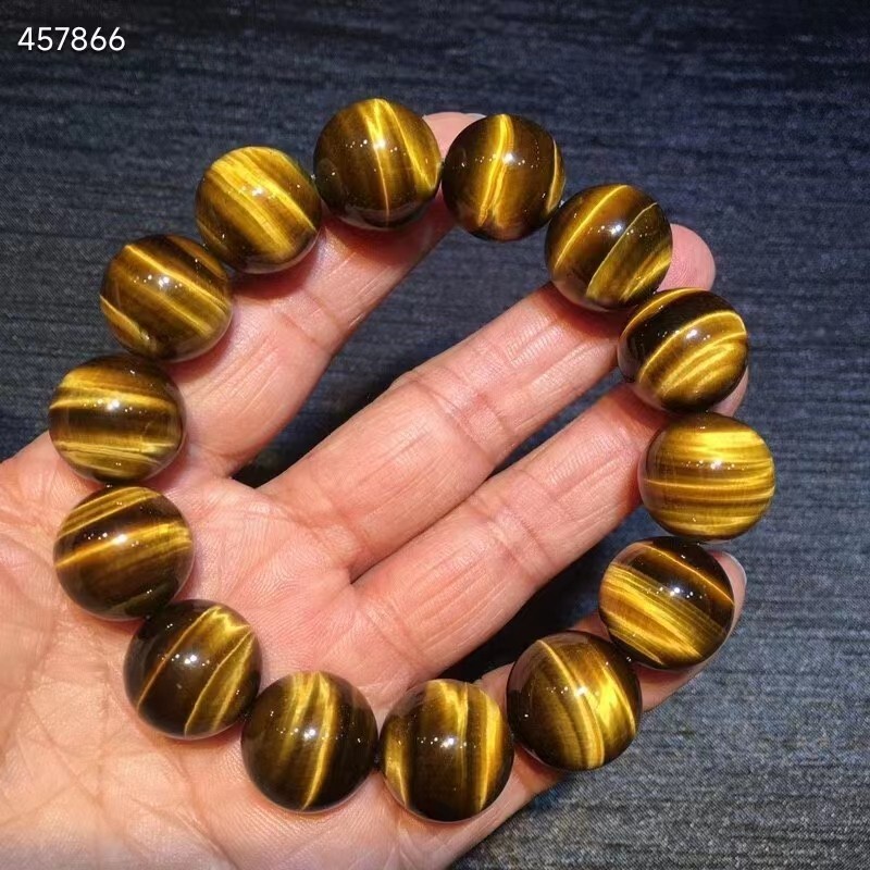 Natural Yellow Tiger’s Eye Gems Round Beads Bracelet 16mm AAAAA