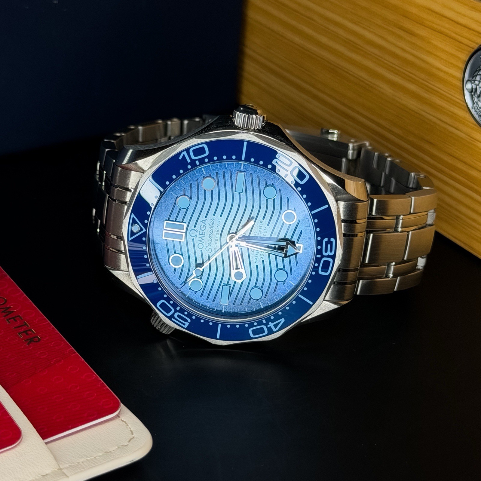 Omega Seamaster Diver 300M 210.30.42.20.03.003 42mm Summer Blue Dial Box & Paper