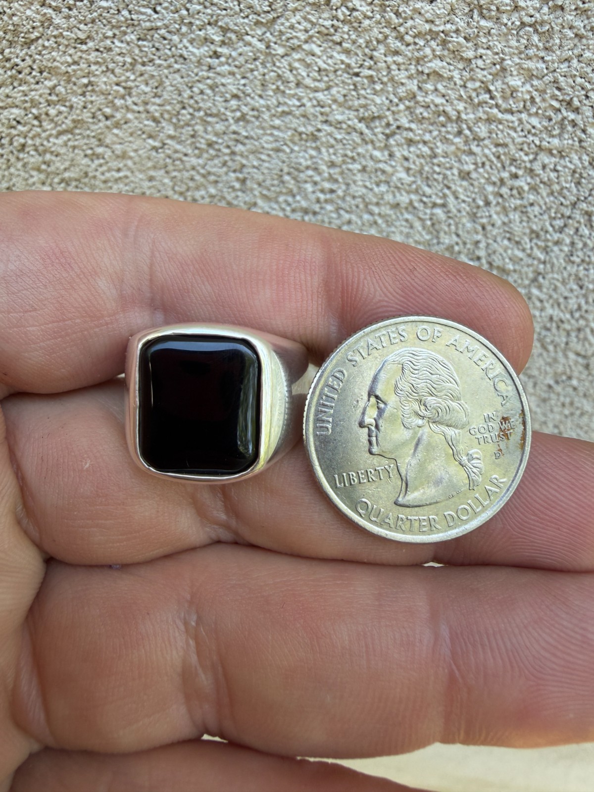 Handmade Men’s Black Onyx Ring in Real 925 Sterling Silver Natural Gem Stone
