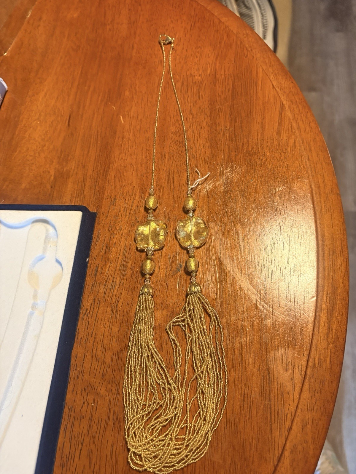 Vintage Murano Venetian Gold Tone Multi-Strand Beaded Statement Necklace