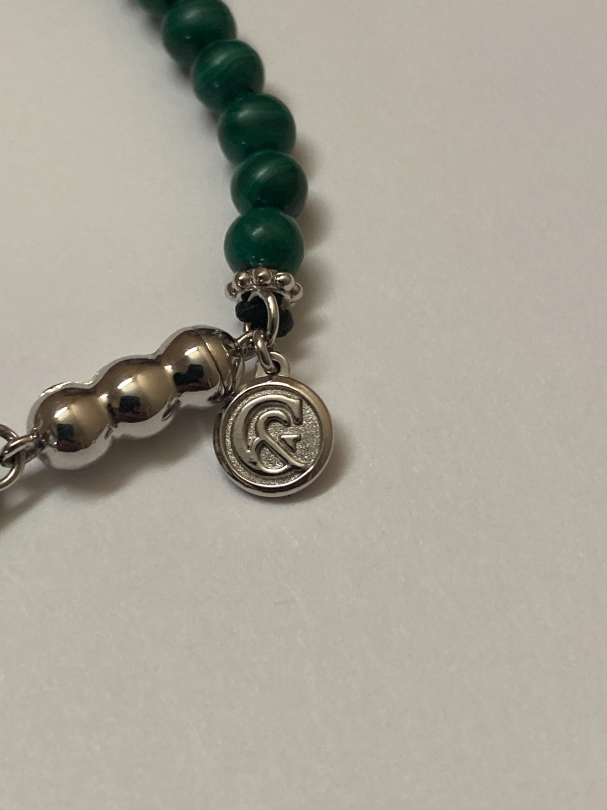 Gabriel & Co 925 Sterling Silver Malachite Beaded Bracelet