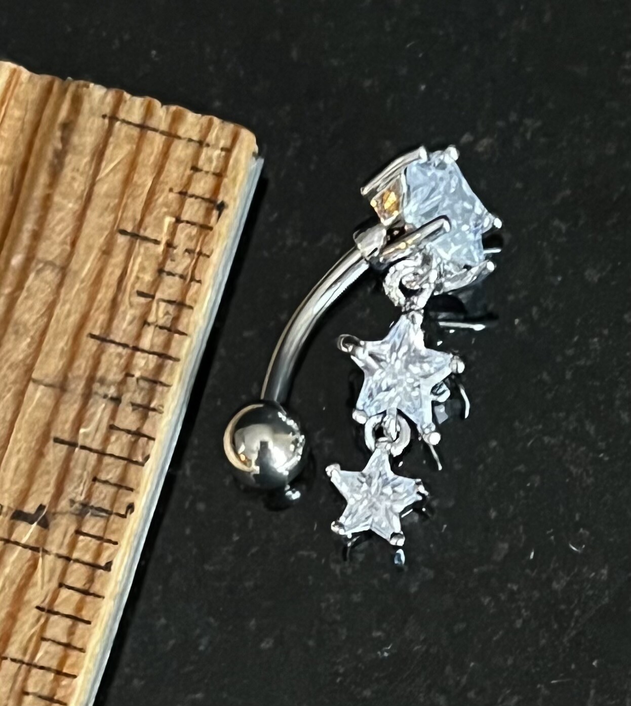 1pc CZ Gem Stars Top Drop Dangle Surgical Steel Reverse Belly Ring Navel Naval