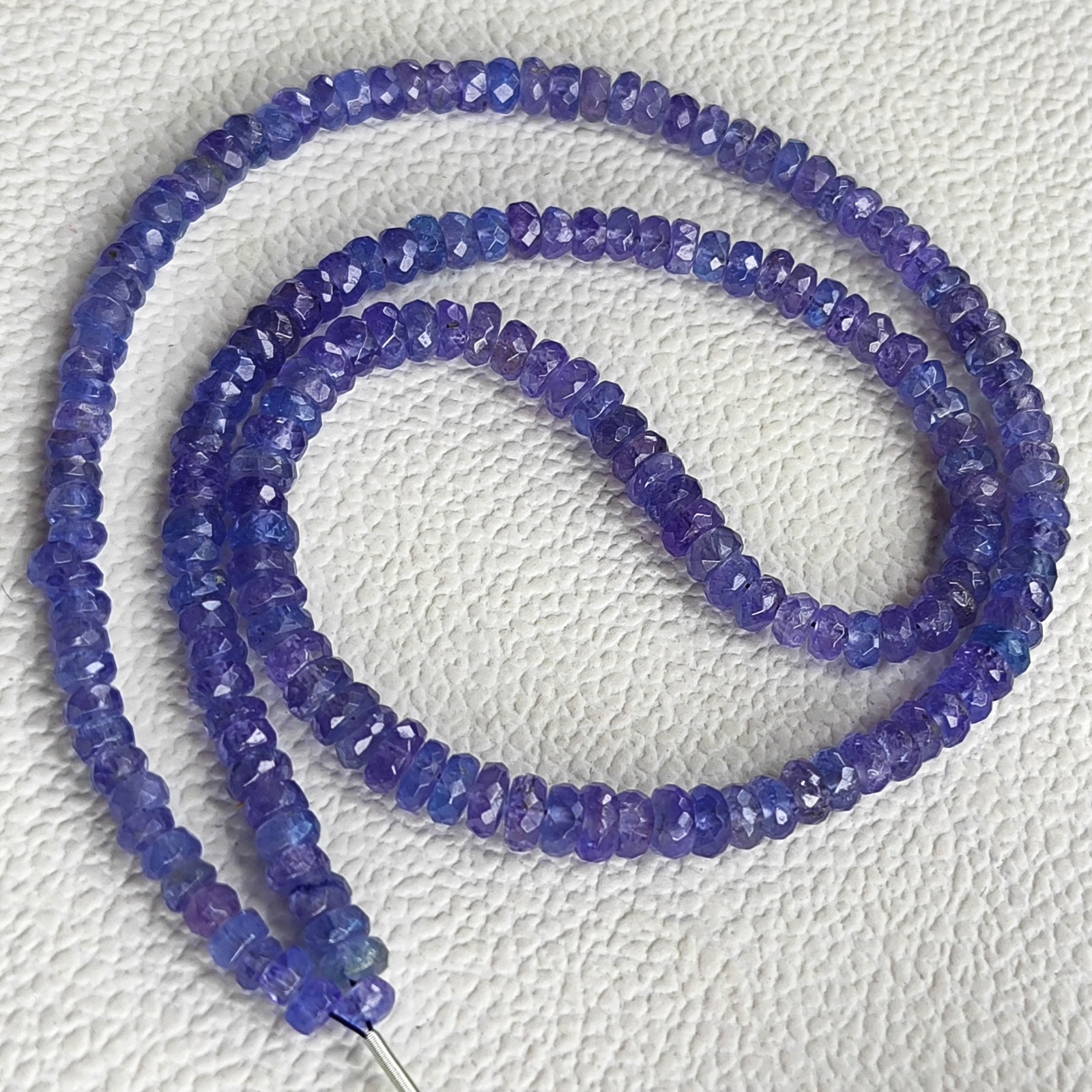 Natural Tanzanite Faceted Rondelle 4-4.5mm Beads Tanzania Gem 16″ Strand DIY