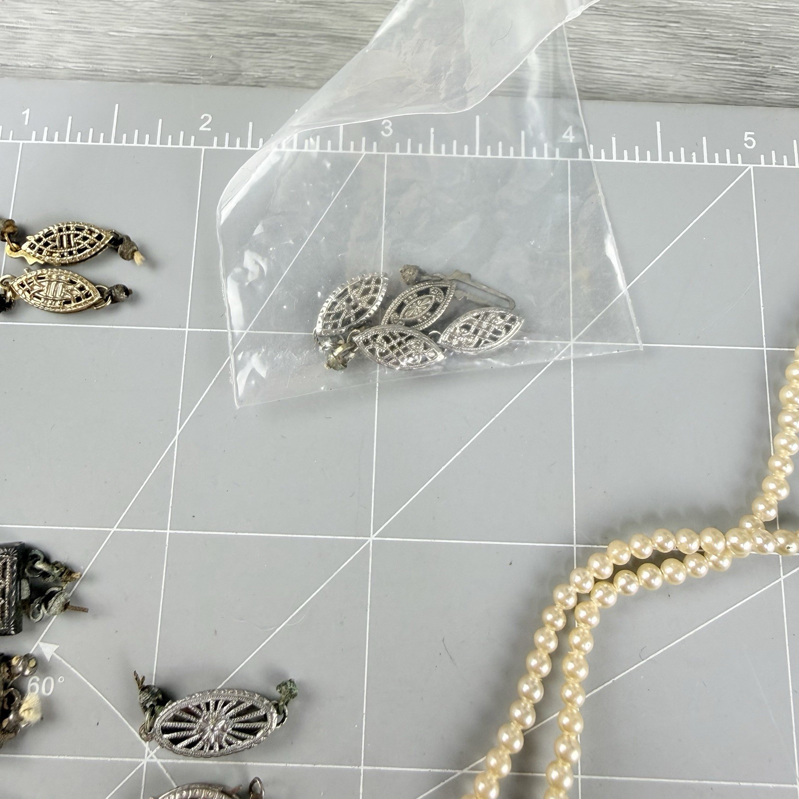 Antique Vintage Sterling Silver Filigree Necklace Clasp Lot 19+ Parts Findings