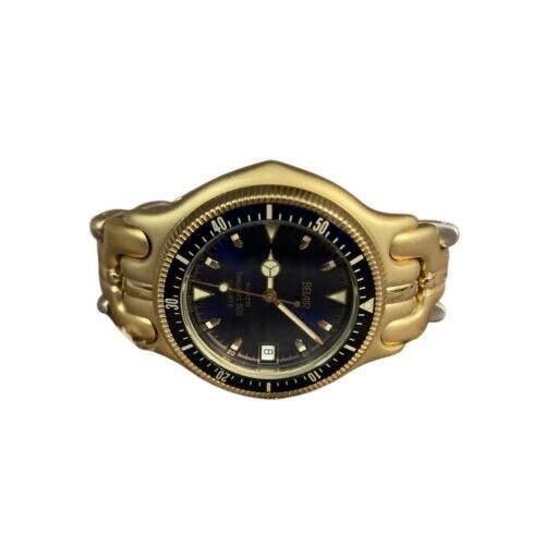 Belair Seapearl 600 Quartz Diver Watch Blue Dial Gold Tone 20 ATM 200m Water Res