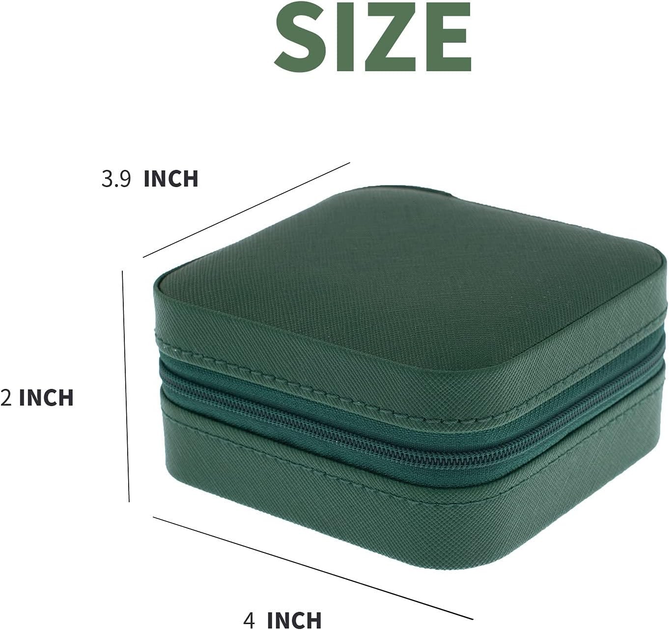 Travel Jewelry Organizer Small box Gift for Girls Women with Mirror(Green)