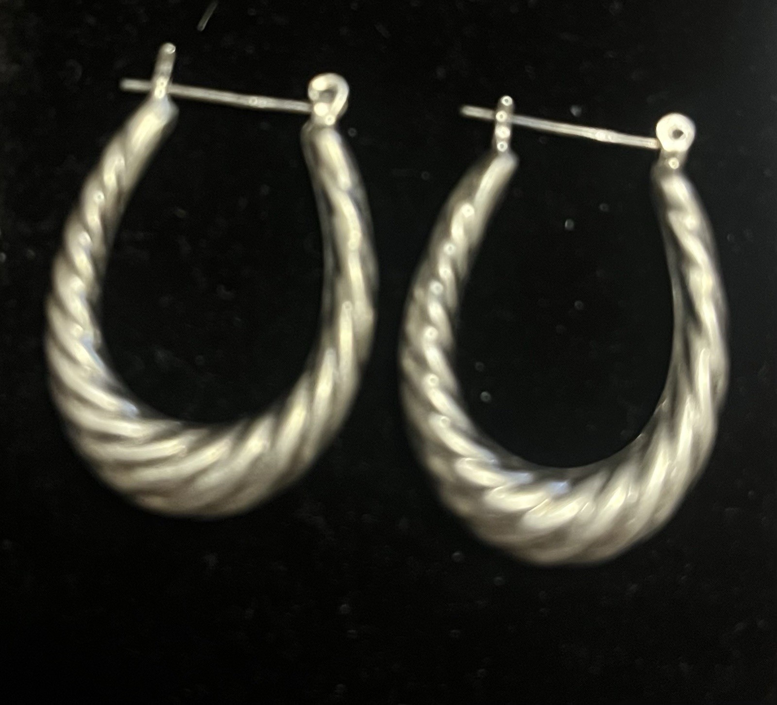 925 Sterling Silver Twist Hoop Earrings 1 1/4 Inch Long 7/8 Inch Wide