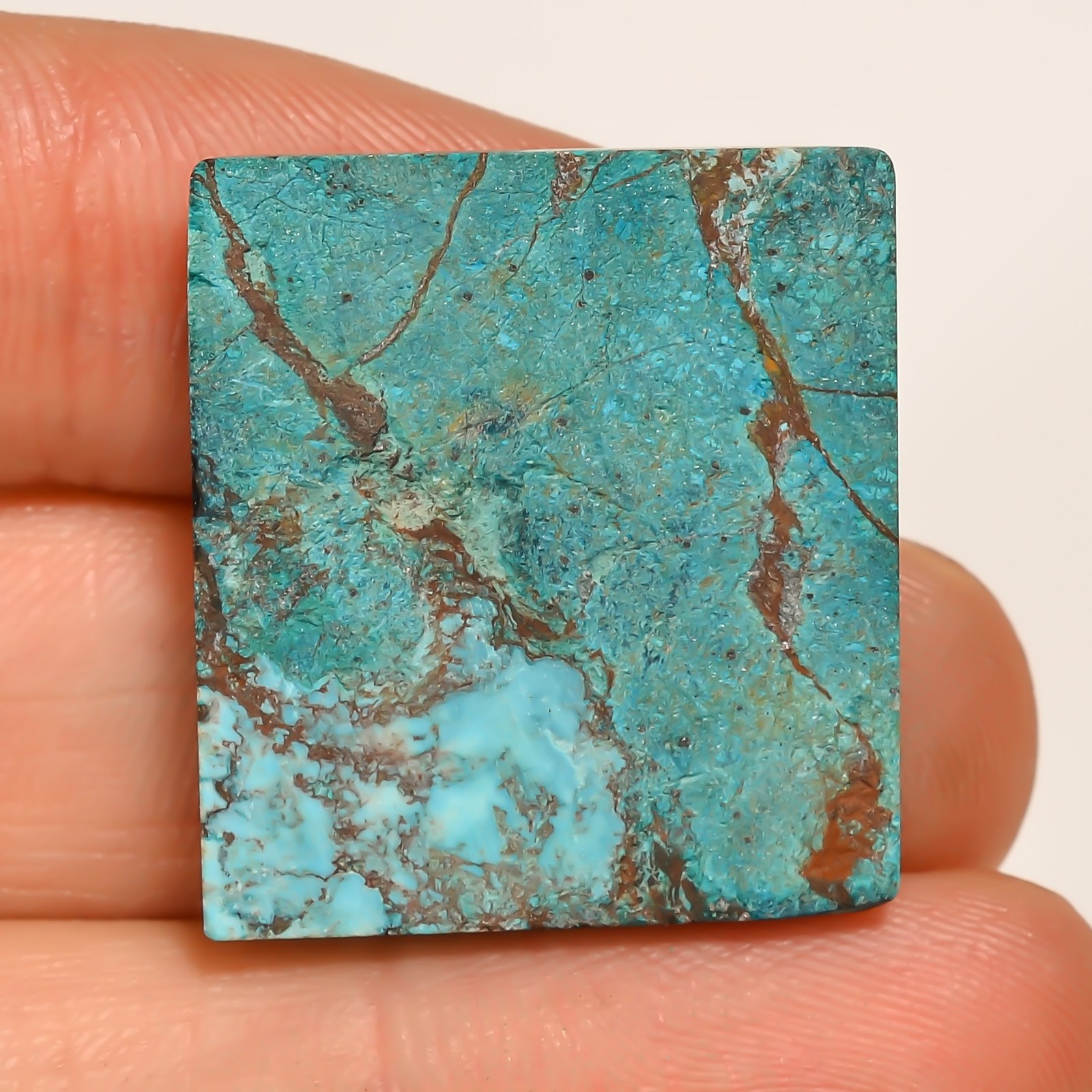 35.75 CTS Beautiful NATURAL TIBET TURQUOISE Cushion Cabochon Gemstone 23X26X5 mm