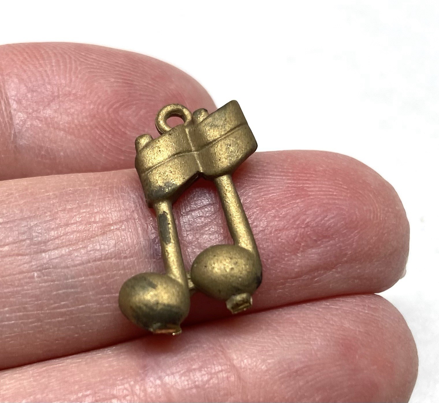 13 pcs. Raw Brass Stamping Finding-Music Note charm shape
