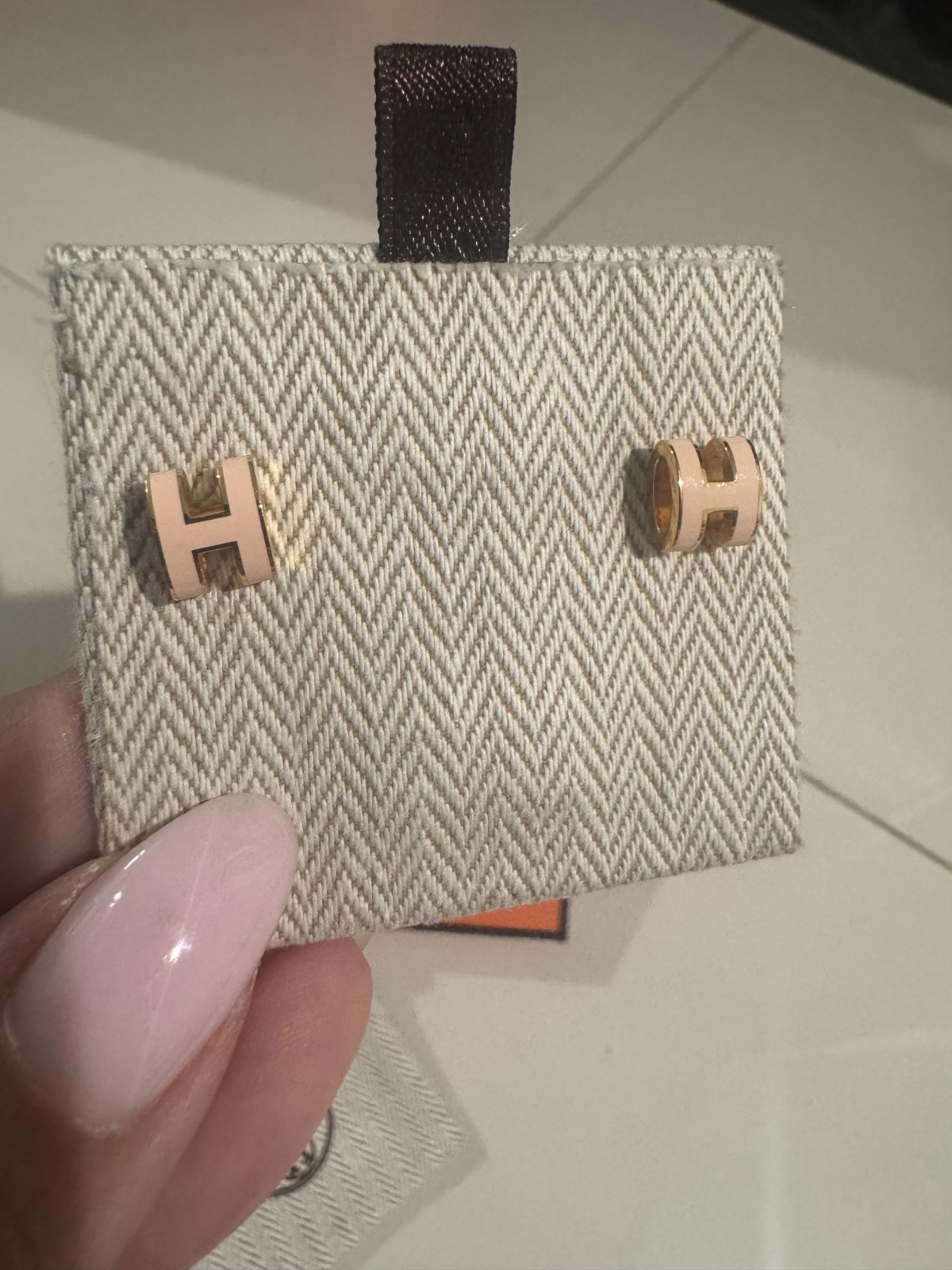 Hermès Mini Pop H Stud Earrings Rose Dragee Pink Enamel Rose Gold