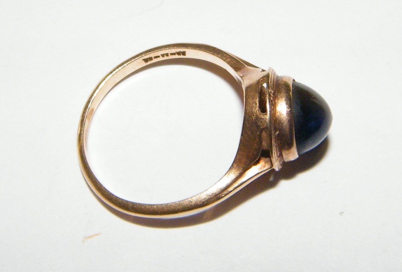 Antique Victorian 10k Rose Gold Blue Sapphire Ring – size 6