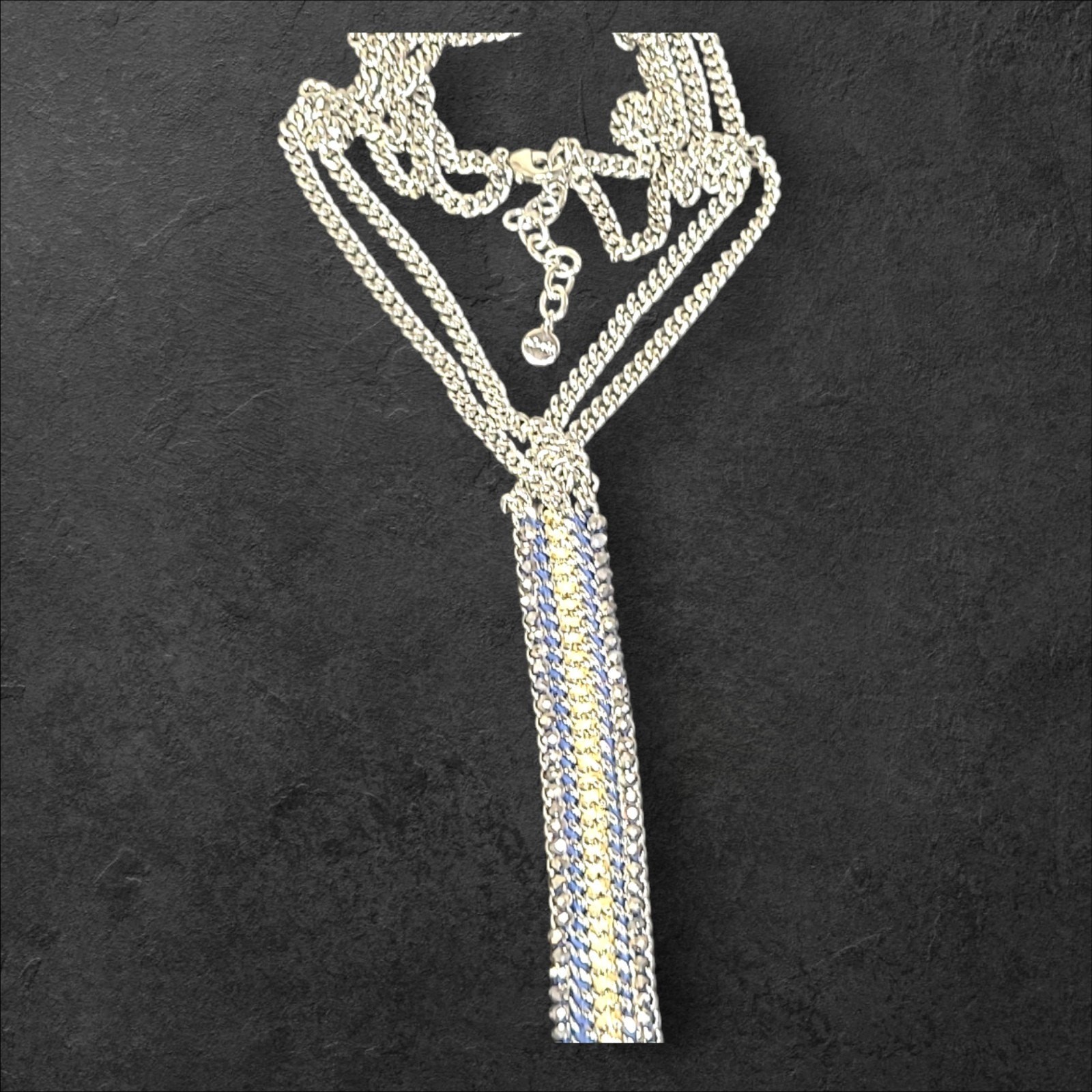 Stella & Dot Brio Tessa Necklace Silver Blue 24″-26″ 8″Drop