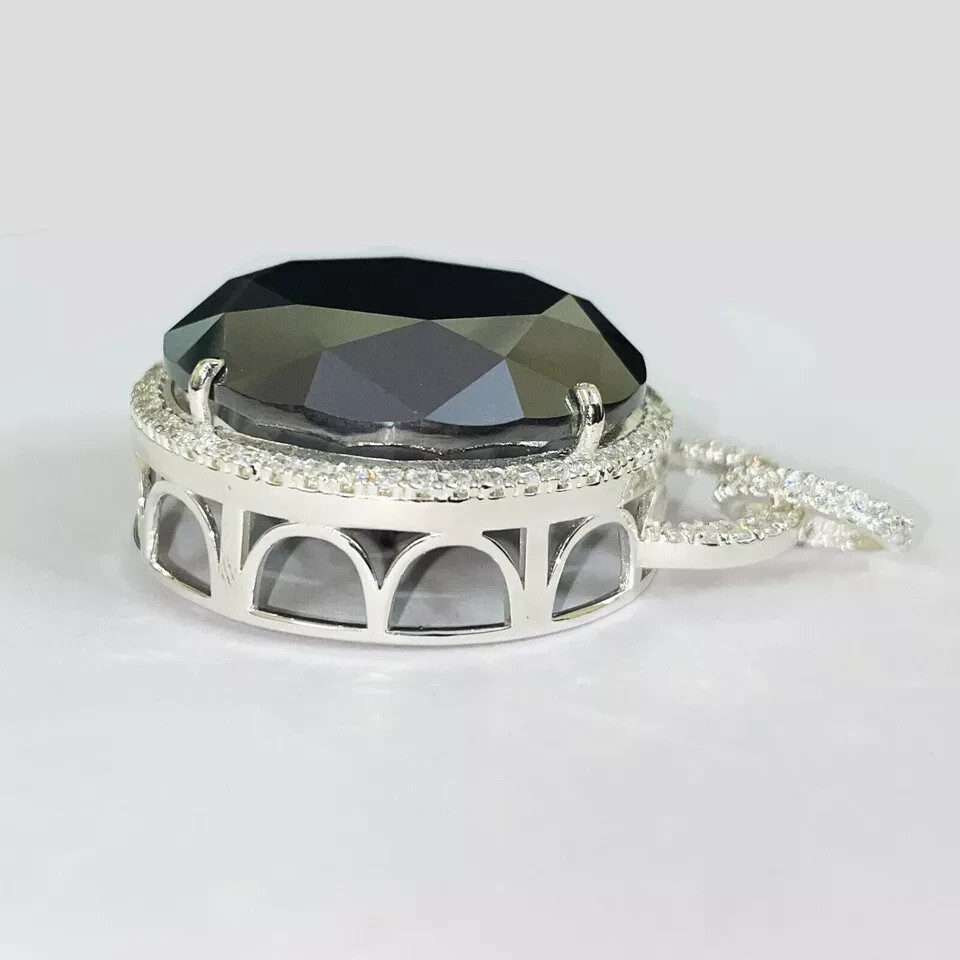105 Ct Black Diamond Pendant 4 Prong Setting AAA Certified ! Birthday Gift