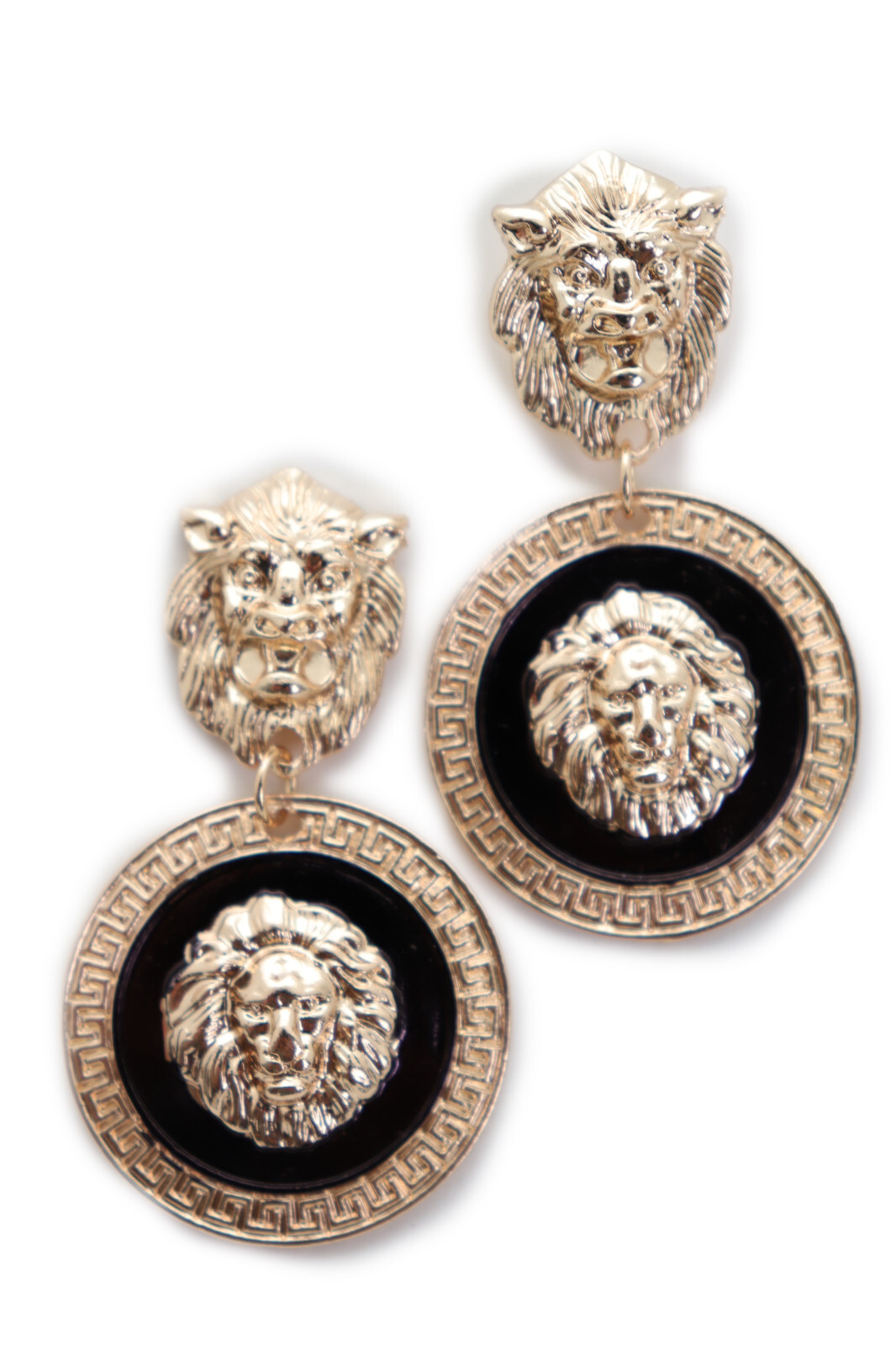 Women Special Style Earrings Set Fashion Jewelry Gold Lion Round Bling Bold Look