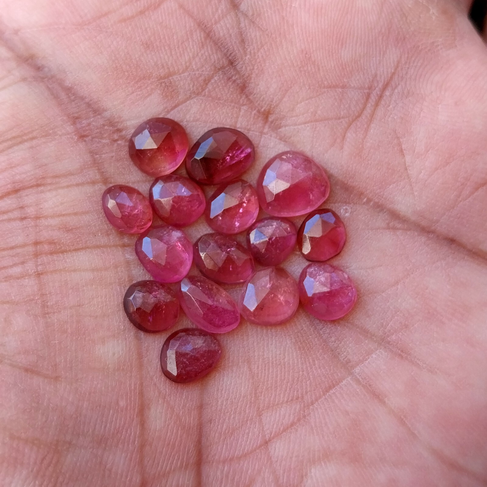 15 Pcs Natural Pink Tourmaline Rose Cut Carat 5×6 to 8×8.5 MM 11.50 Carat