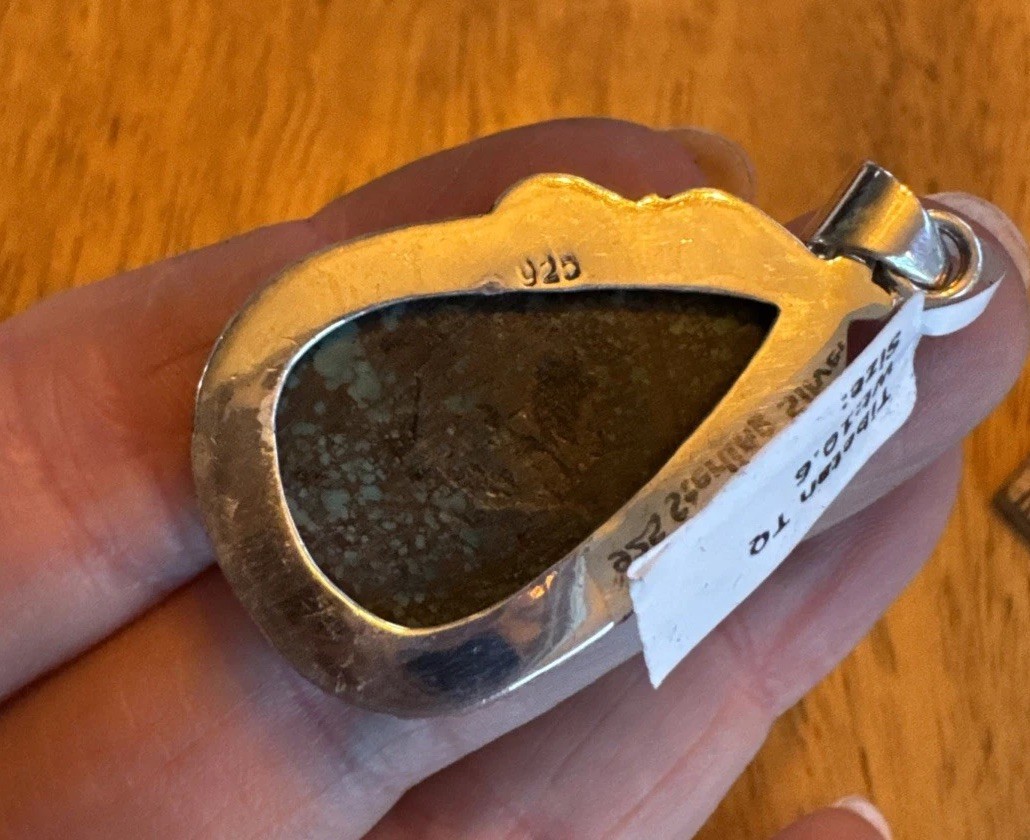 Large Tibetan Turquoise Pendant, Sterling
