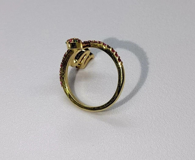 0.50 CT Round Cut Lab-Created Red Ruby Fancy Snake Ring 14K Yellow Gold Plated