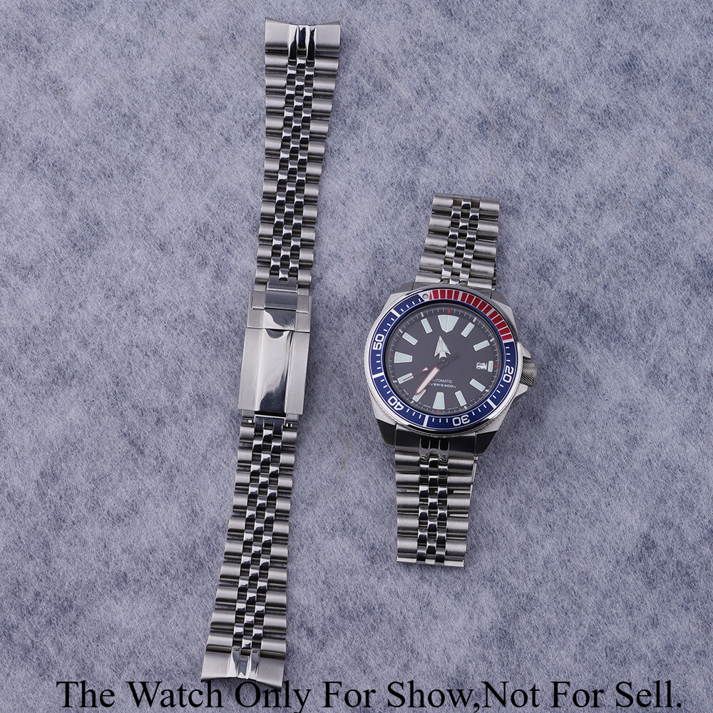 For Seiko Samurai king SRPF79 Silver 22mm Jubilee Curved End WatchBand Bracelets