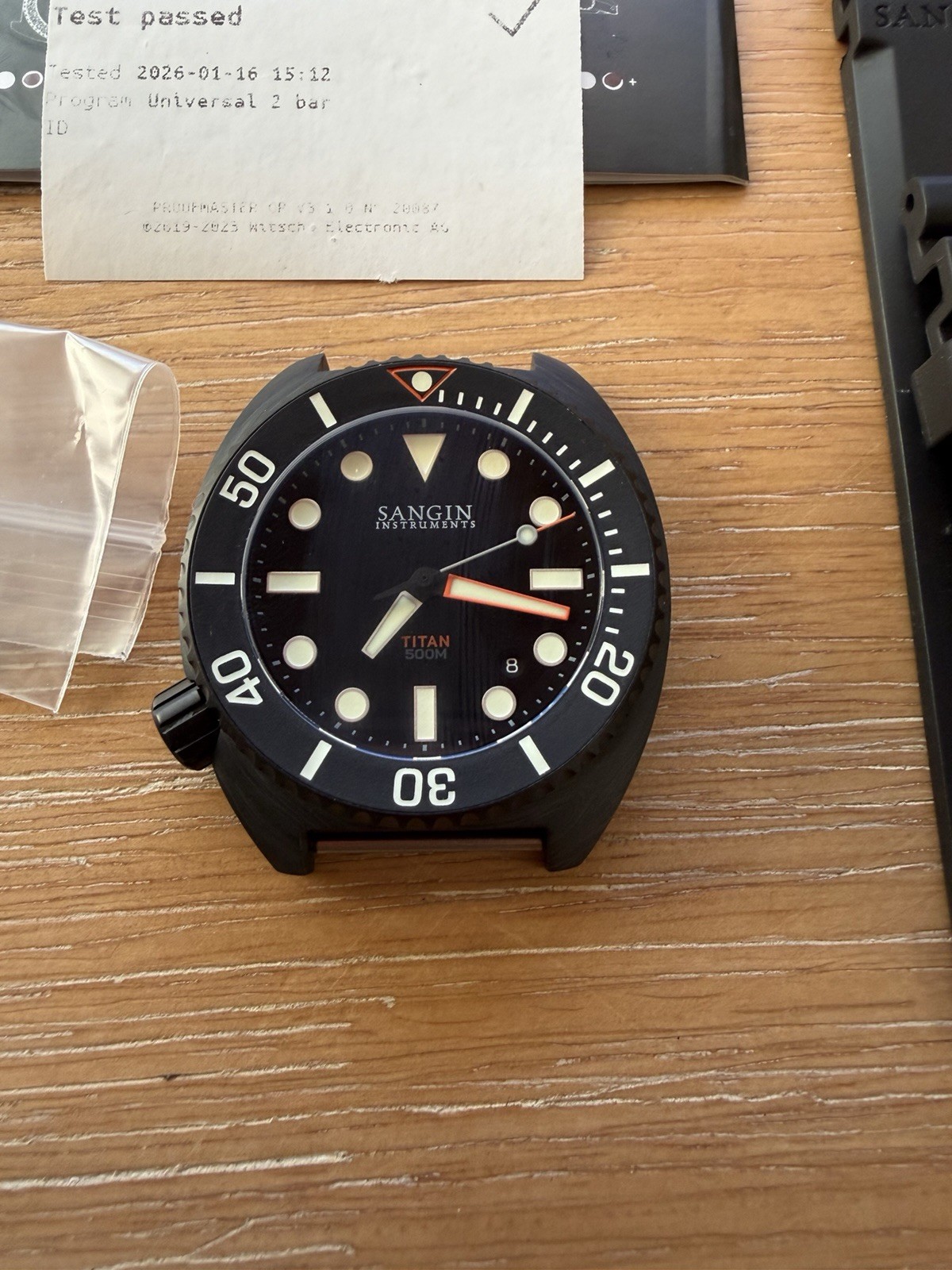 Sangin Instruments Titan 500m Titanium Black Dial Diver Date, Box + Papers