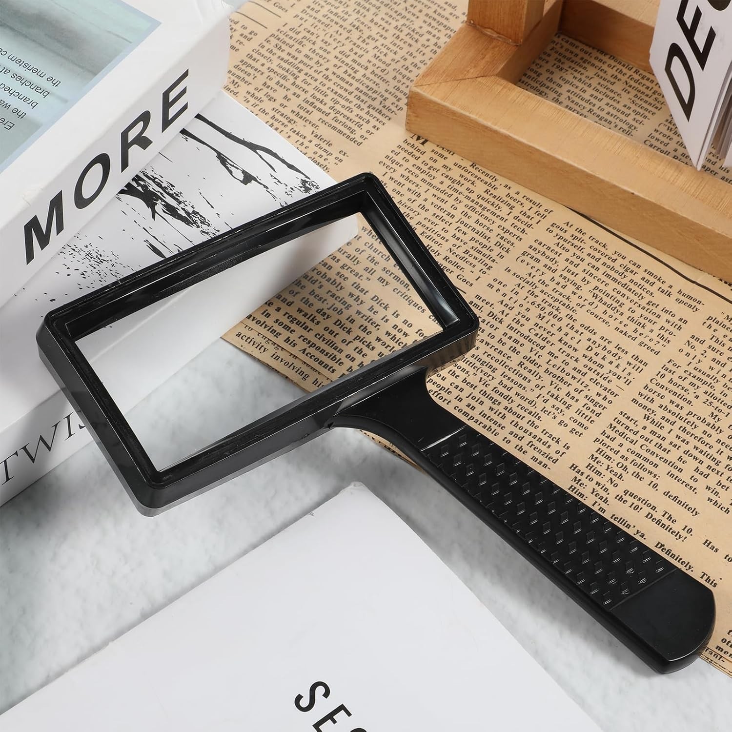 Rectangular 10X Magnifying Glass, 4X2In Hand Held Magnifying Glass, Handheld Mag