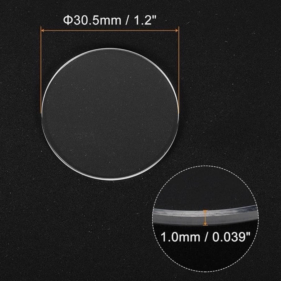 New 30.5 mm x 1 mm Watch Crystal – Flat Round Mineral Glass