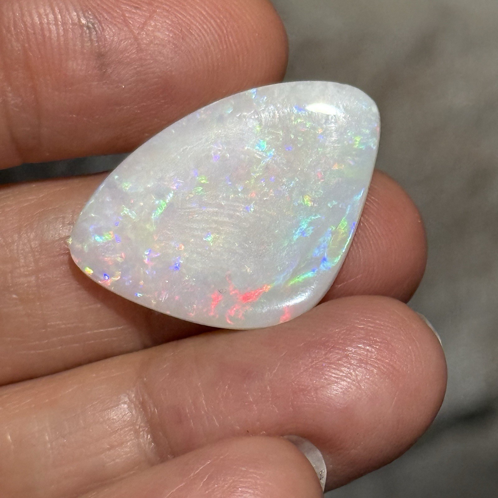 12.10ct 28c19x3.7mm Colorful White Australian Crystal Pipe Opal Cabochon Gem