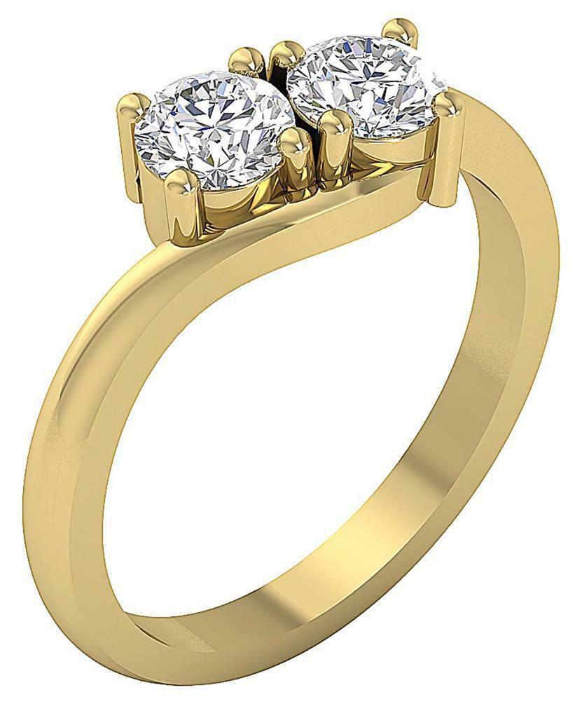 SI2 H 1.10 Ct Round Diamond Forever Us Two Stone Engagement Ring 14K Solid Gold