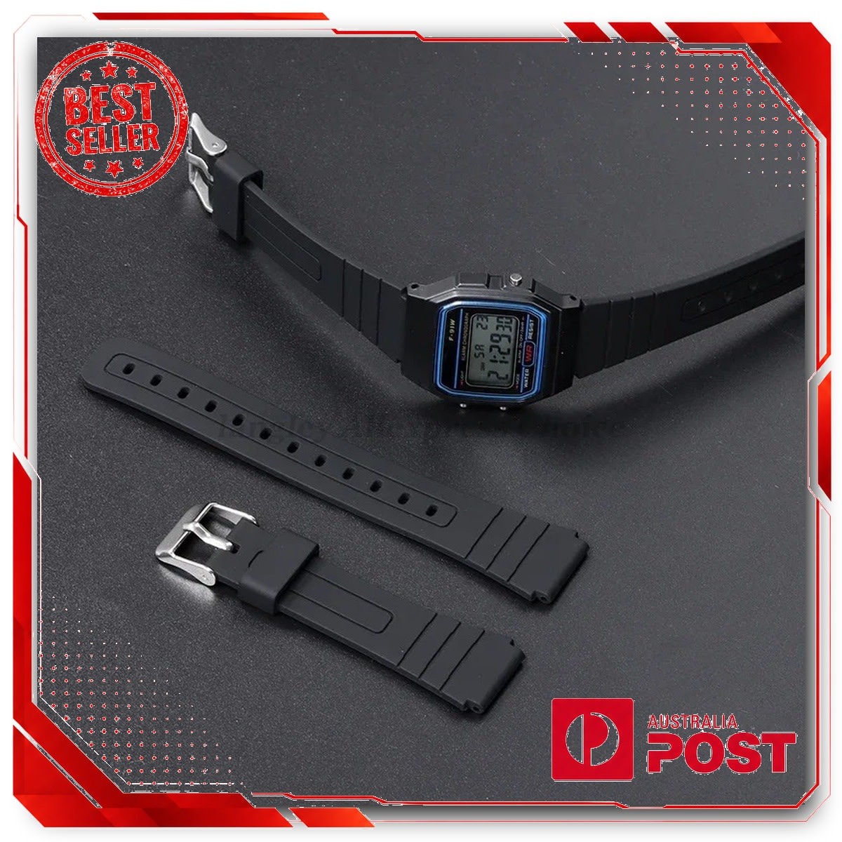 Silicone Watch Strap for CASIO F91W W-800H 18mm Replacement Band